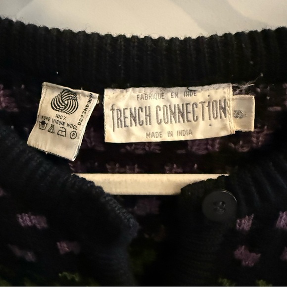 Vintage French Connection Fair Isle Wool Cardigan - Picture 4 of 6